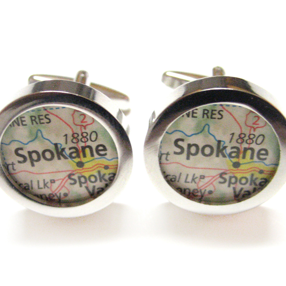 Spokane Washington Map Cufflinks - image 1